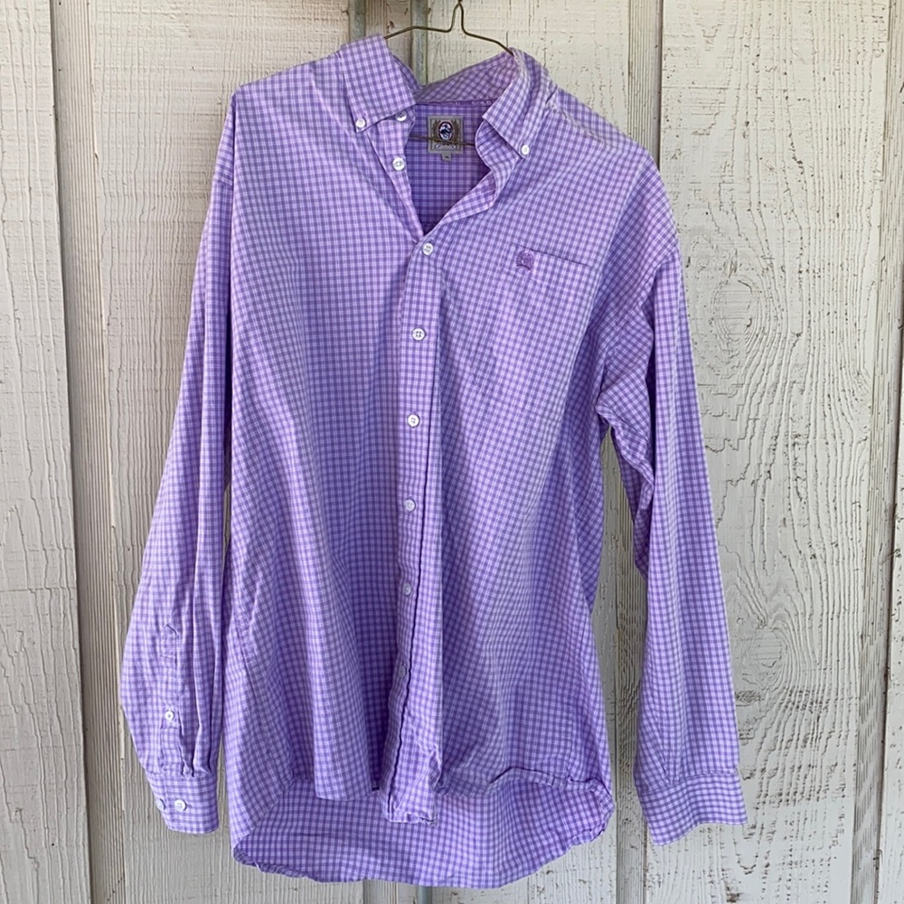 Men’s cinch long sleeve purple/white shirt